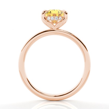 Versteckter Halo Verlobungsring mit gelbem Diamant