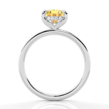 Versteckter Halo Verlobungsring mit gelbem Diamant