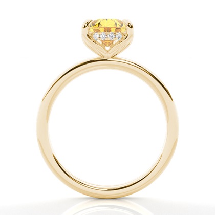 Versteckter Halo Verlobungsring mit gelbem Diamant