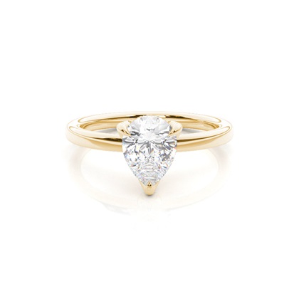Pear Yellow Gold Solitaire Diamond Rings