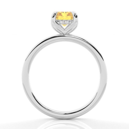 Versteckter Halo Verlobungsring mit gelbem Diamant