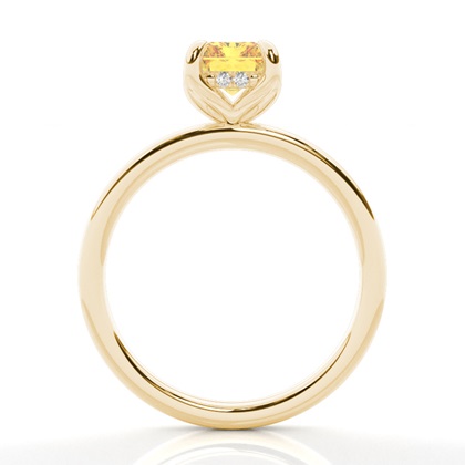 Versteckter Halo Verlobungsring mit gelbem Diamant