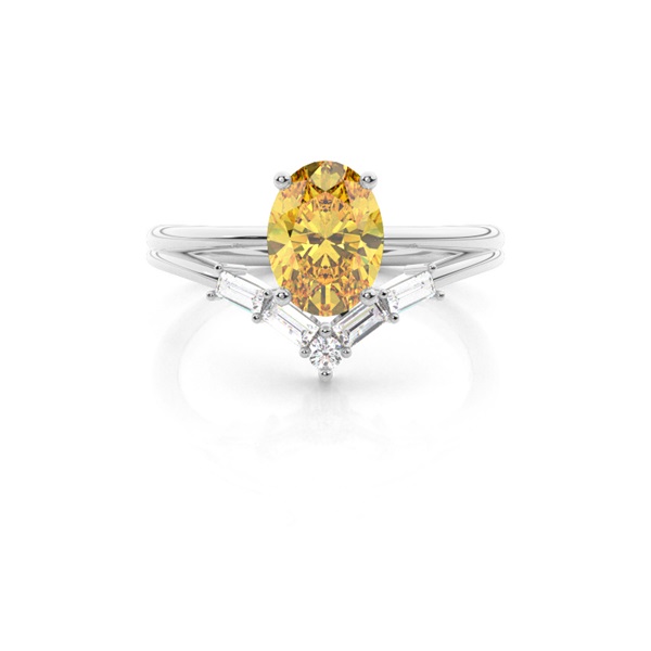 Trouwring met gele diamanten verlovingsring