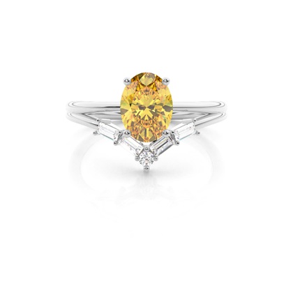 Combined Wedding Band Yellow Diamond Engagement Ring
