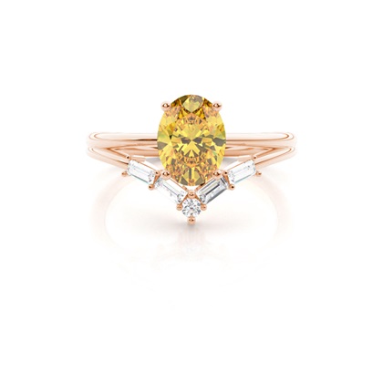 Combined Wedding Band Yellow Diamond Ring