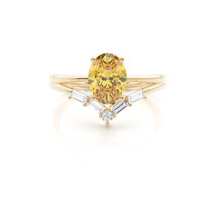 Combined Wedding Band Yellow Diamond Ring