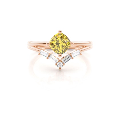 Combined Wedding Band Yellow Diamond Ring