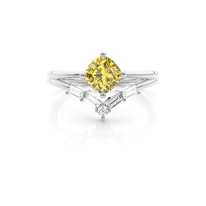 Combined Wedding Band Yellow Diamond Ring
