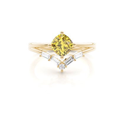 Combined Wedding Band Yellow Diamond Ring