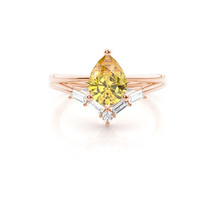 Combined Wedding Band Yellow Diamond Ring