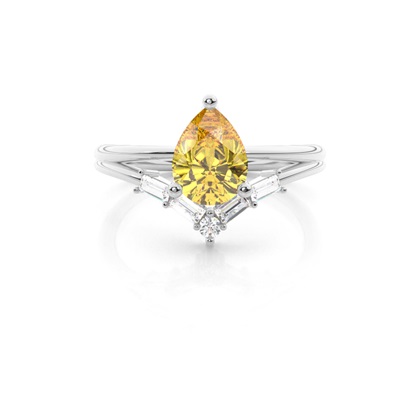 Combined Wedding Band Yellow Diamond Ring