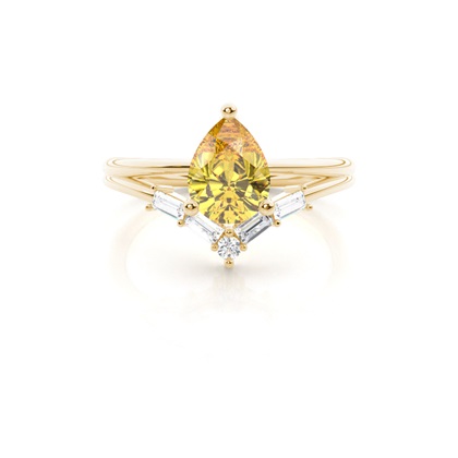 Combined Wedding Band Yellow Diamond Ring