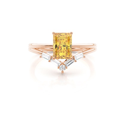 Combined Wedding Band Yellow Diamond Ring