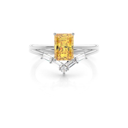 Combined Wedding Band Yellow Diamond Ring