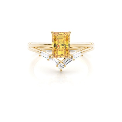 Combined Wedding Band Yellow Diamond Ring