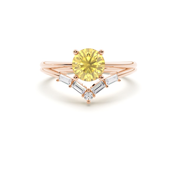 Combined Wedding Band Yellow Diamond Engagement Ring