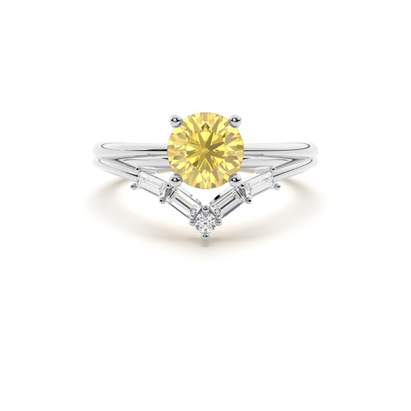 Combined Wedding Band Yellow Diamond Engagement Ring