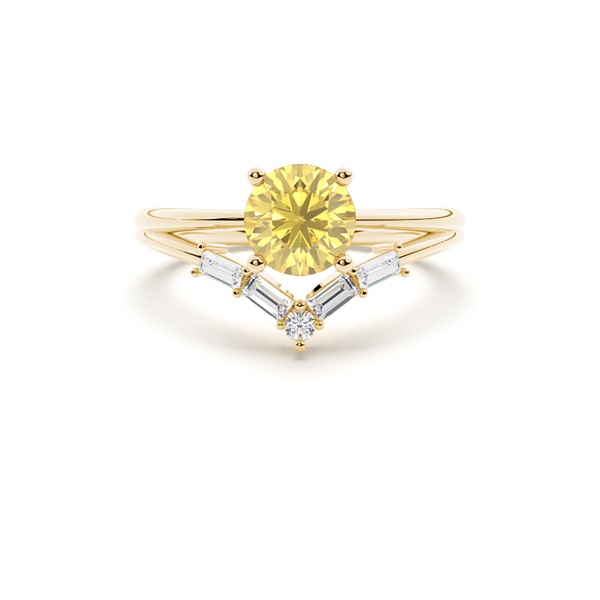 Combined Wedding Band Yellow Diamond Engagement Ring