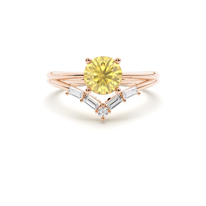 Combined Wedding Band Yellow Diamond Ring