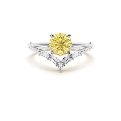 Combined Wedding Band Yellow Diamond Ring