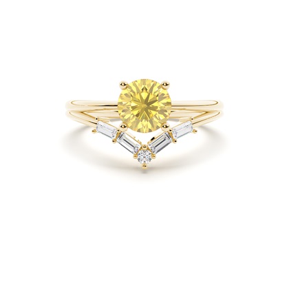Combined Wedding Band Yellow Diamond Ring
