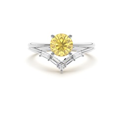Combined Wedding Band Yellow Diamond Engagement Ring