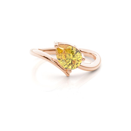 Horizontal East- West Yellow Diamond Engagement Ring