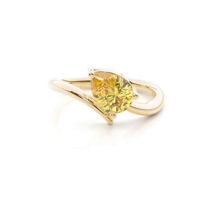Horizontal East- West Yellow Diamond Engagement Ring