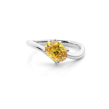 Horizontal East- West Yellow Diamond Engagement Ring