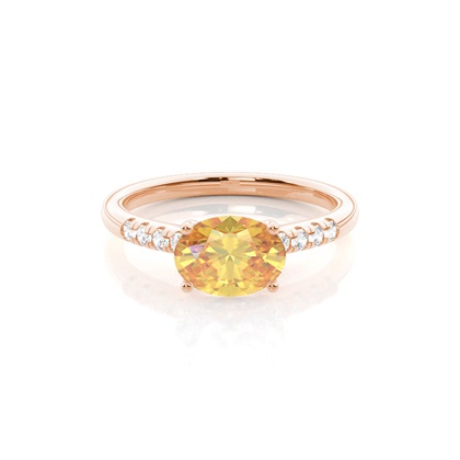 Horizontal East- West Yellow Diamond Engagement Ring