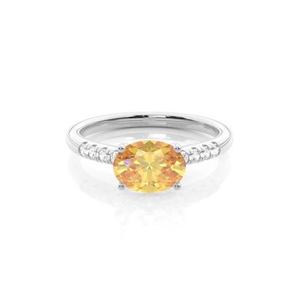 Horizontal East- West Yellow Diamond Engagement Ring