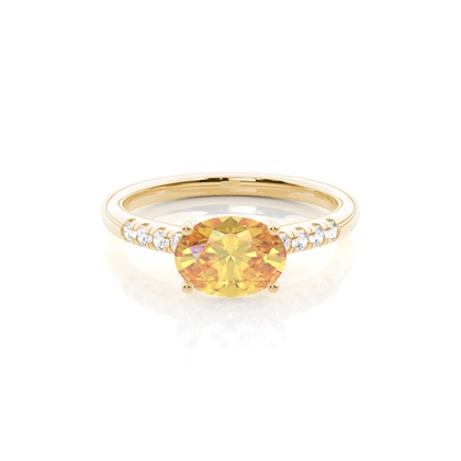 Horizontal East- West Yellow Diamond Engagement Ring
