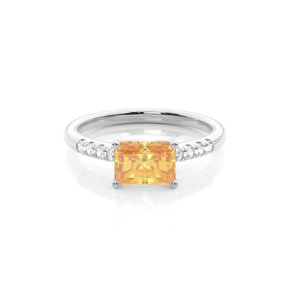 Horizontal East- West Yellow Diamond Engagement Ring