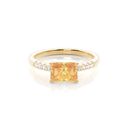 Horizontal East- West Yellow Diamond Engagement Ring
