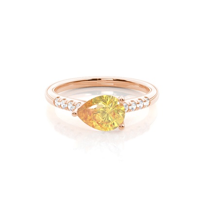 Horizontal East- West Yellow Diamond Engagement Ring
