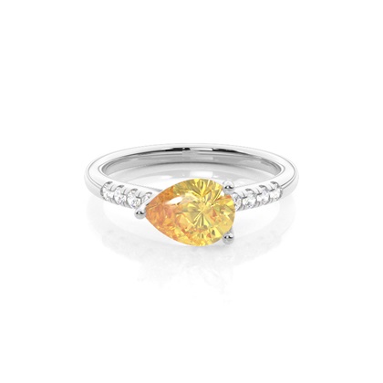 Horizontal East- West Yellow Diamond Engagement Ring