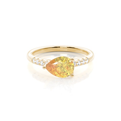Horizontal East- West Yellow Diamond Engagement Ring