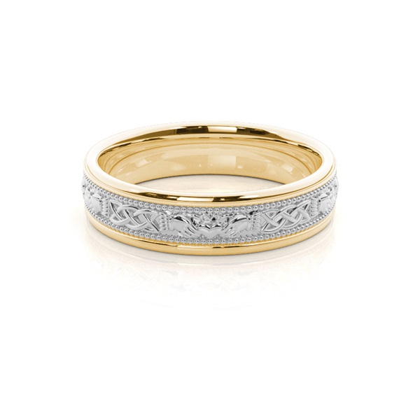 Claddagh Eheringe in Bi-Color für Männer