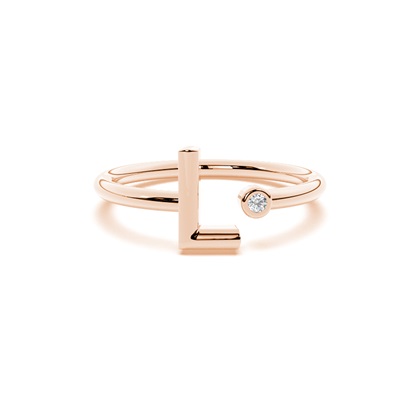 Rose Gold Initial Rings Diamond