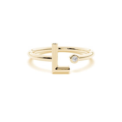 Yellow Gold Initial Rings Diamond