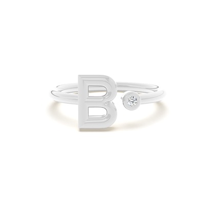 Silver Initial Rings Diamond