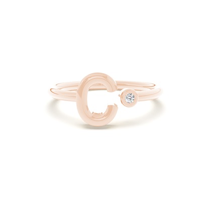 Rose Gold Initial Rings Diamond