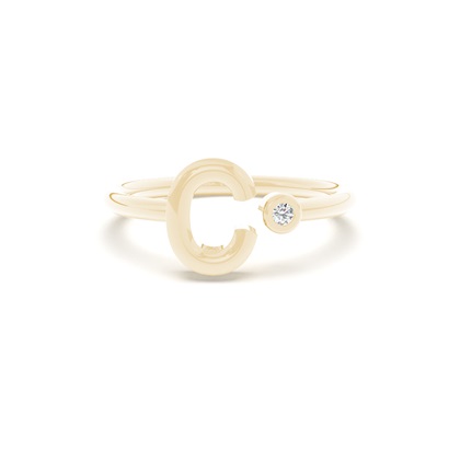 Yellow Gold Initial Rings Diamond