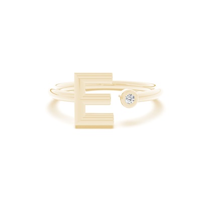Yellow Gold Initial Rings Diamond