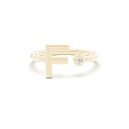 Yellow Gold Initial Rings Diamond