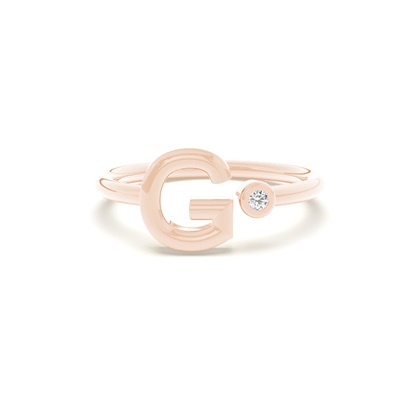 Rose Gold Initial Rings Diamond