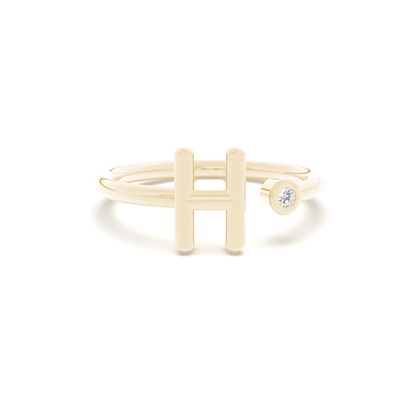 Yellow Gold Initial Rings Diamond