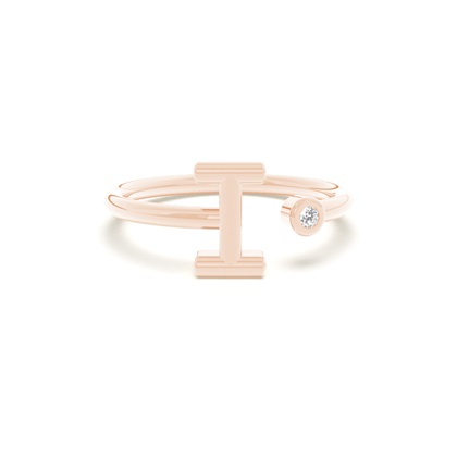 Rose Gold Initial Rings Diamond