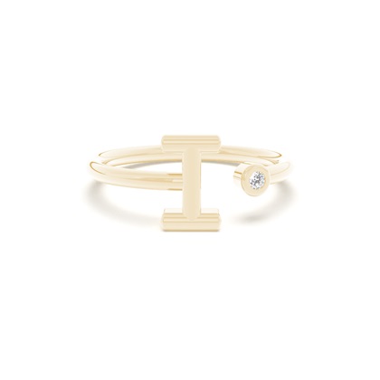 Yellow Gold Initial Rings Diamond