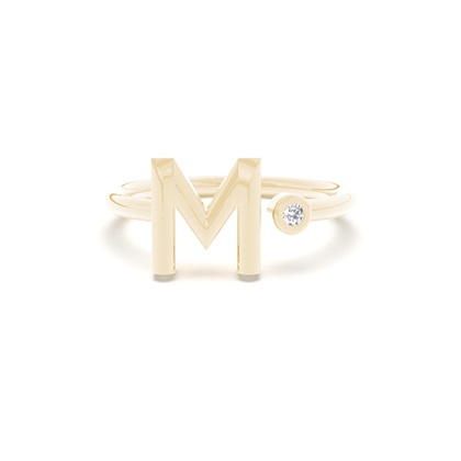 Yellow Gold Initial Rings Diamond